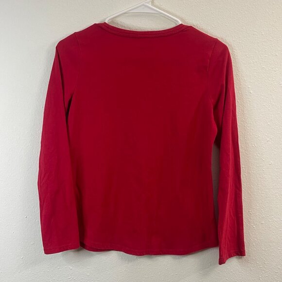 Wonder Nation Girls Red Long-Sleeve Crewneck Cotton Shirt - Picture 3 of 7